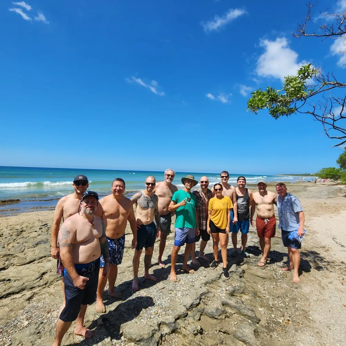 The group on a rocky Guanacaste beach
